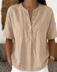 Sabine | Effen kleur blouse met halve mouwen
