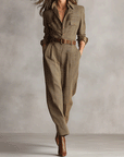 Aleksandra | Bruin geruite jumpsuit