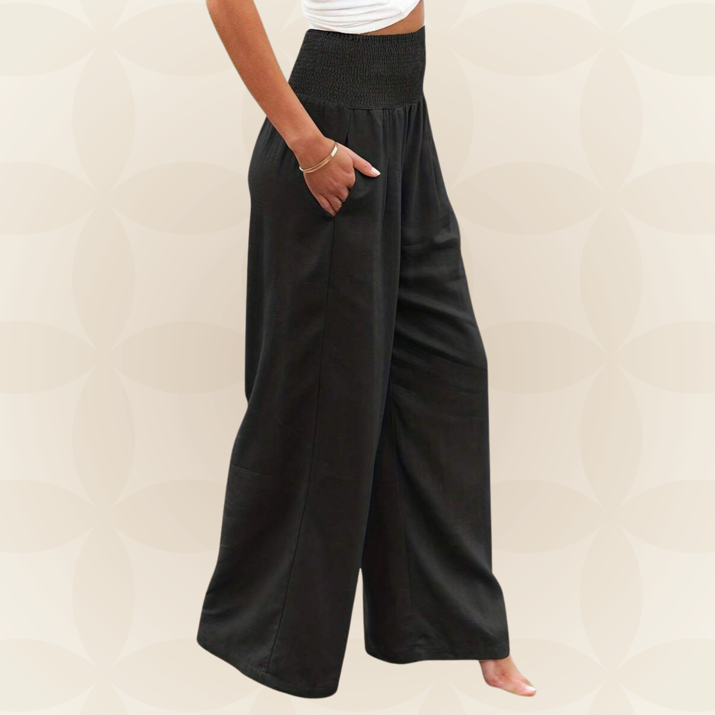 José | Hoge taille lange broek met zakken