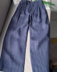 Feline | Brede Pantalon in Katoen en Linnen Mix