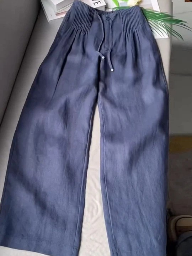 Feline | Brede Pantalon in Katoen en Linnen Mix