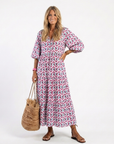 Mireya | Midi-jurk met lange mouwen en geometrische print