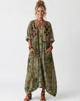 Aleta | Knop Voorkant Oversized Pocket Midi Jurk