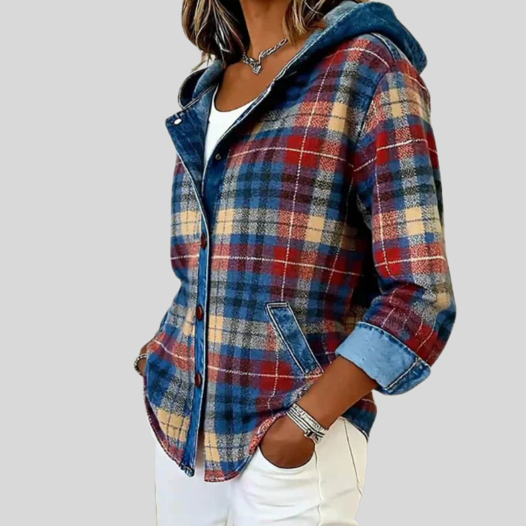 Hildred™ | Hoodie Geruite Shacket