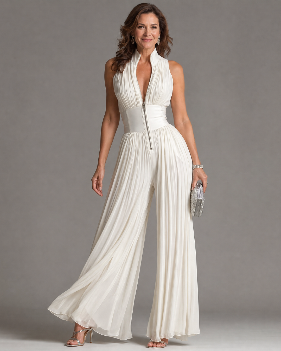 Priscilla | Plissé Jumpsuit met Halterhals