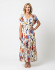 Savannah | Mouwloze plissé midi jurk