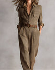 Aleksandra | Bruin geruite jumpsuit