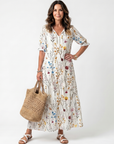 Sylvie | Botanische Print Tassel Tie Midi Jurk