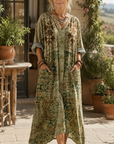 Aleta | Knop Voorkant Oversized Pocket Midi Jurk