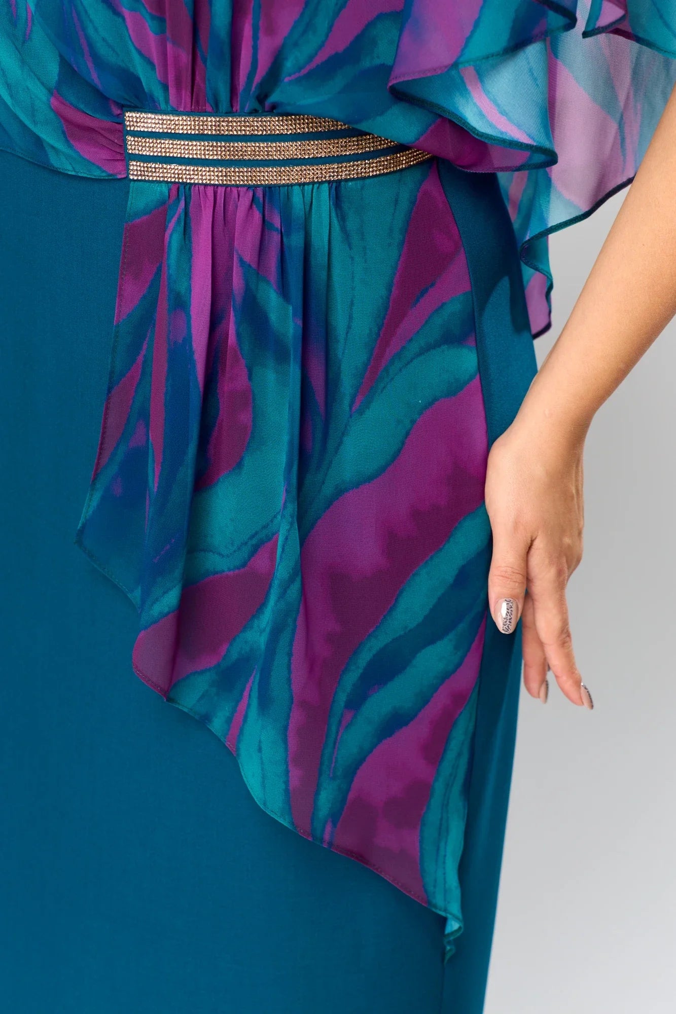 Jolanda - Chique knielange Chiffon Jurk