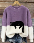 Karina | Oversized Trui met Kattenprint