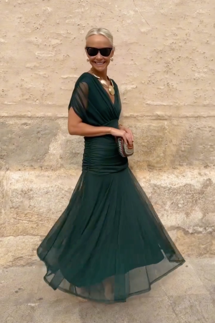 Luisa | Elegante lange feestjurk met V-hals