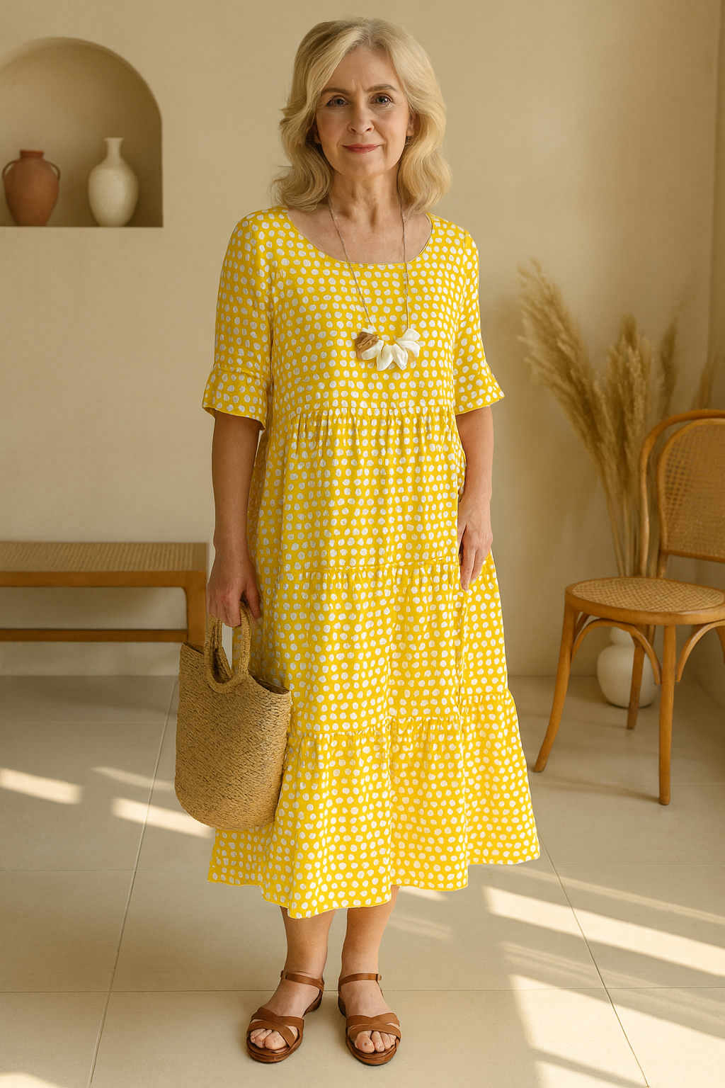 Noémie™ — Elegante natuurlijke midi jurk