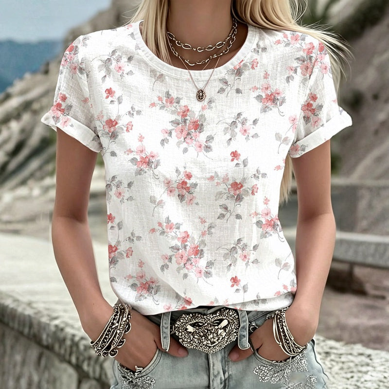 Silvia - Casual T-Shirt met Bloemenprint