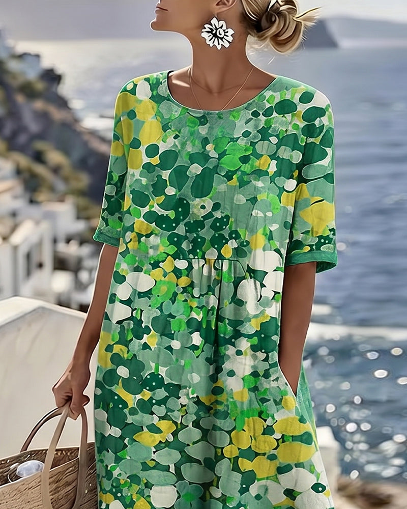 Ilse | Lichte, losse midi-jurk met bloemenprint