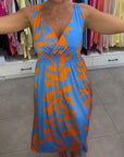 Regina - Mouwloze Midi Jurk met V-Hals Elastische Taille