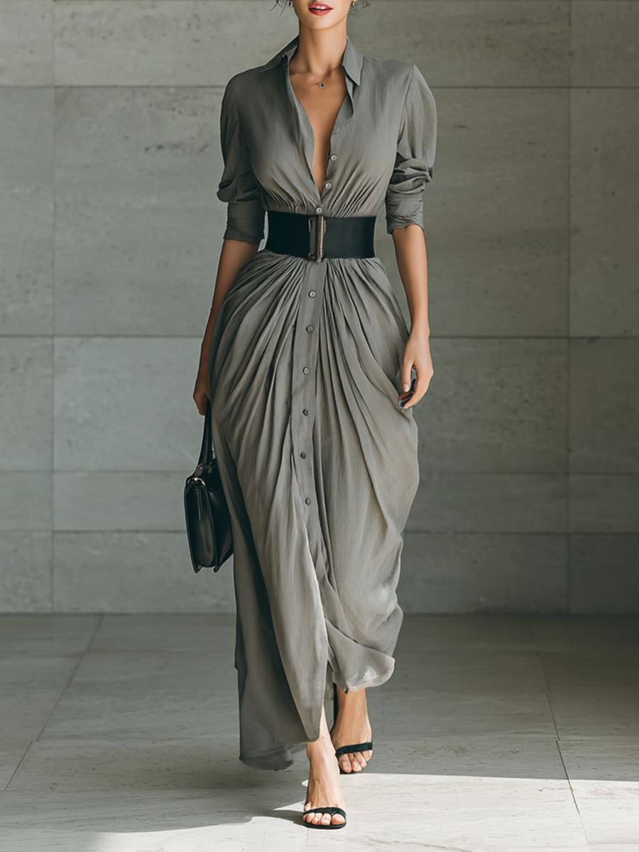 Kelly - Lange plissé jurk
