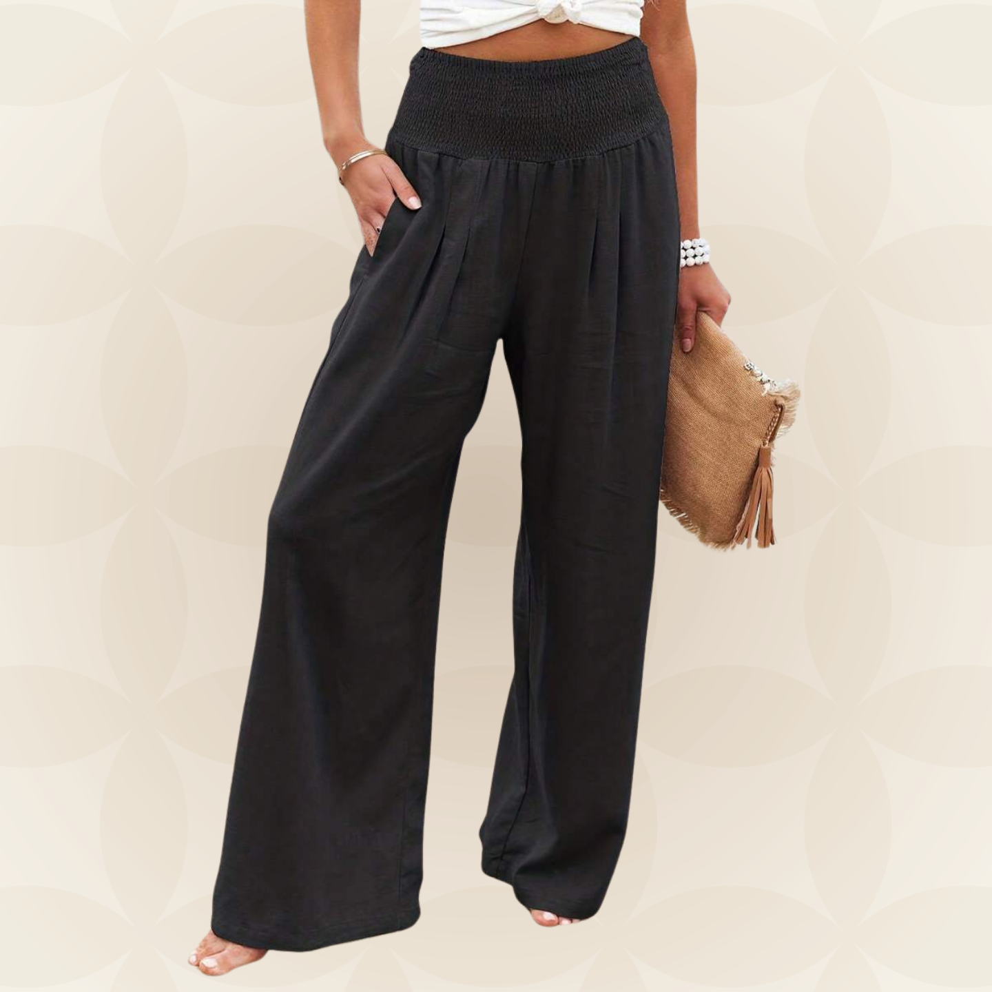 José | Hoge taille lange broek met zakken