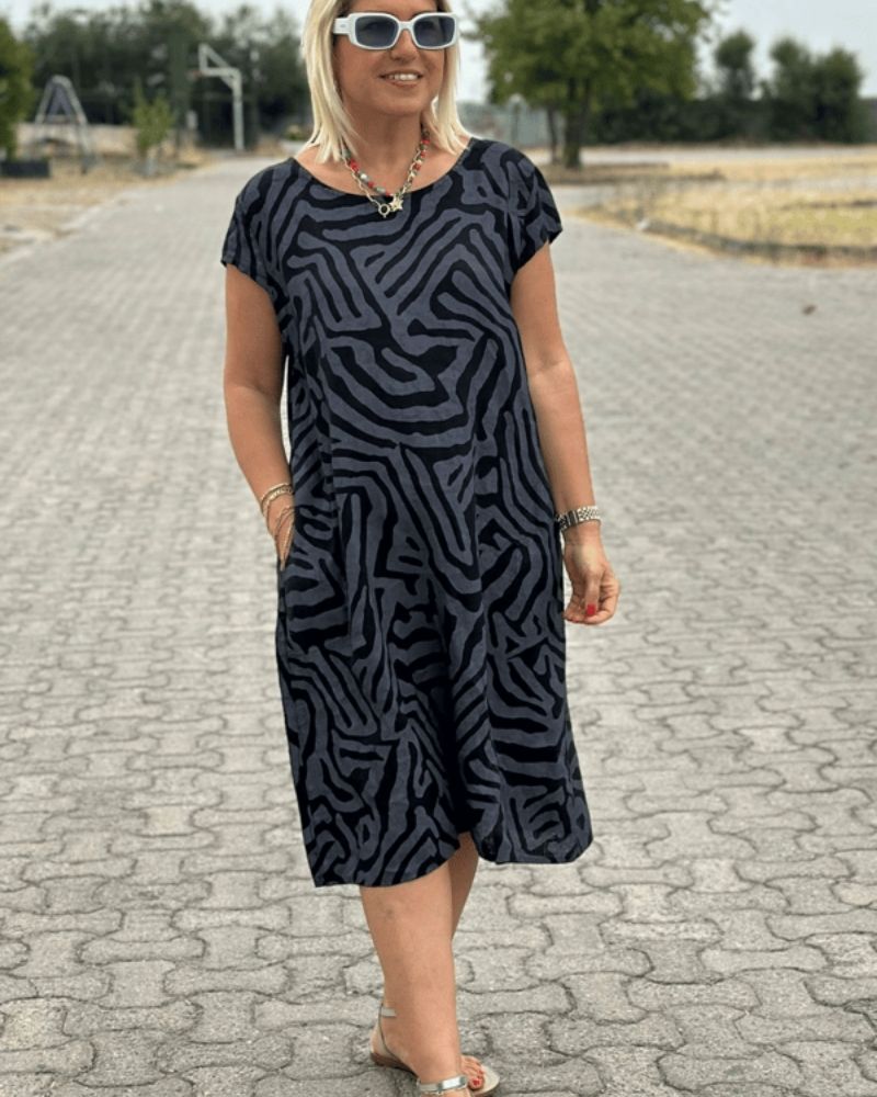 Rita - Jurk met ronde hals en patroon