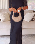 Elegante Boot Hals Hol Luchtige Tweedelige Jurk