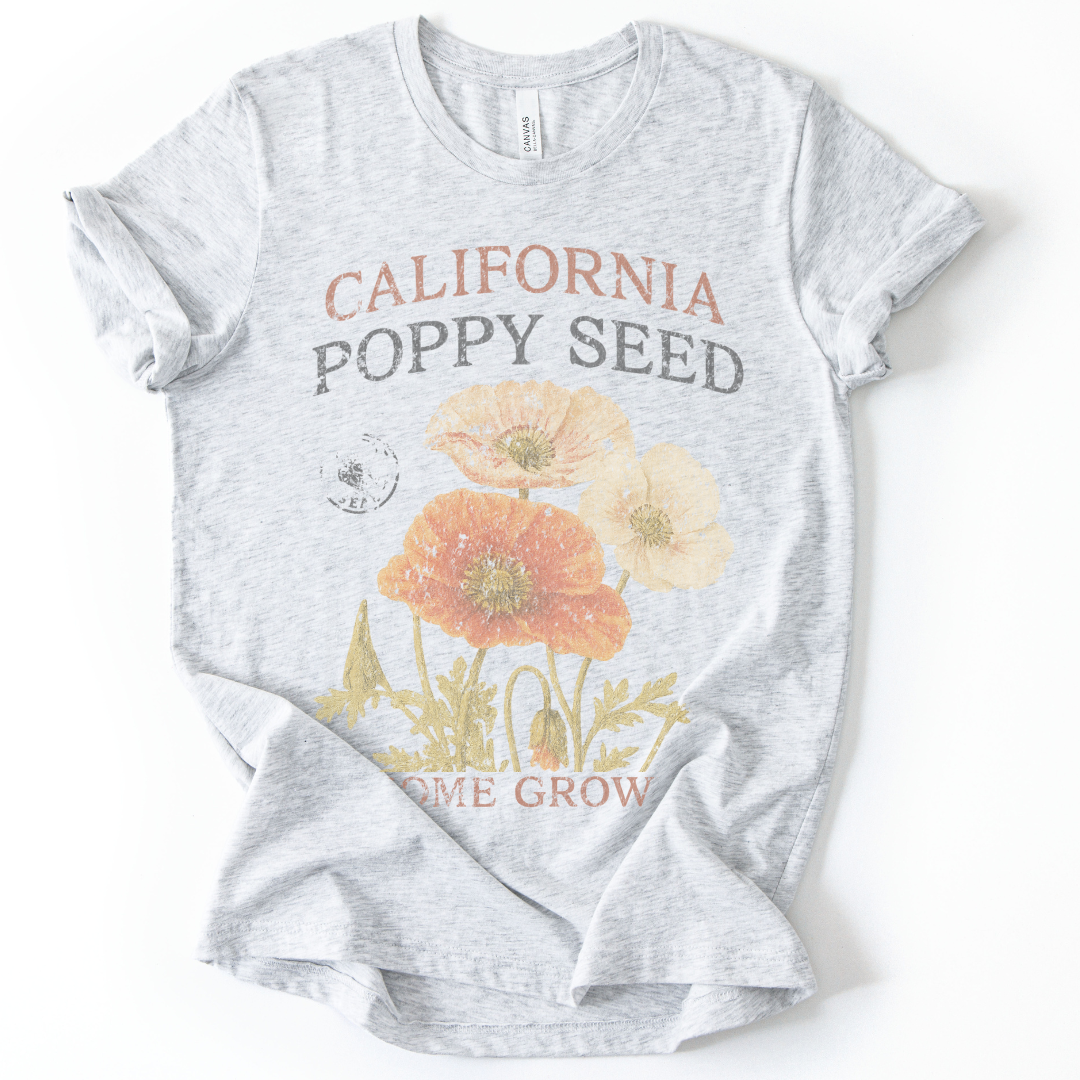 Papaverzaad, Vervaagde Vintage Print - Bella Canvas Super Zachte Standaard Fit T-shirt
