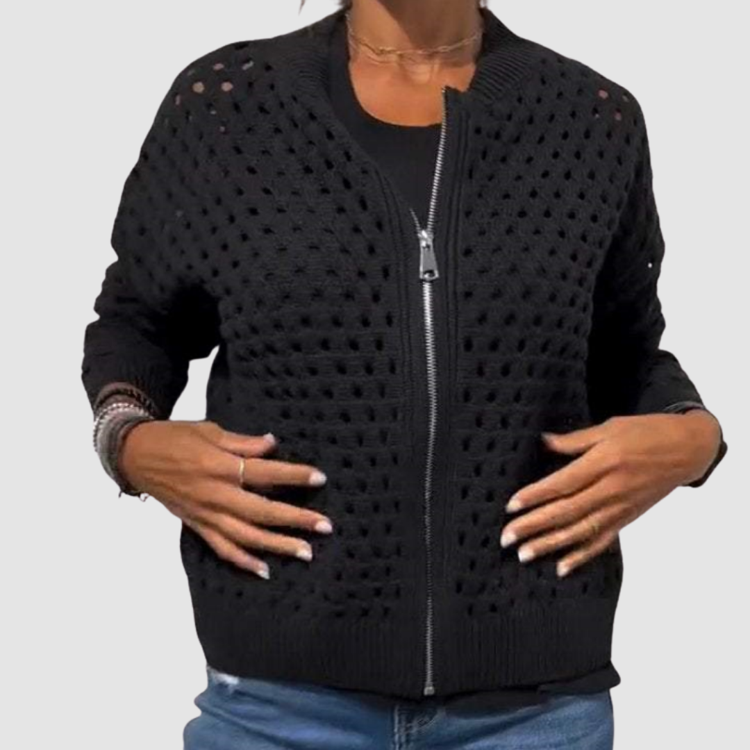 Veerle | Beige opengewerkt vest