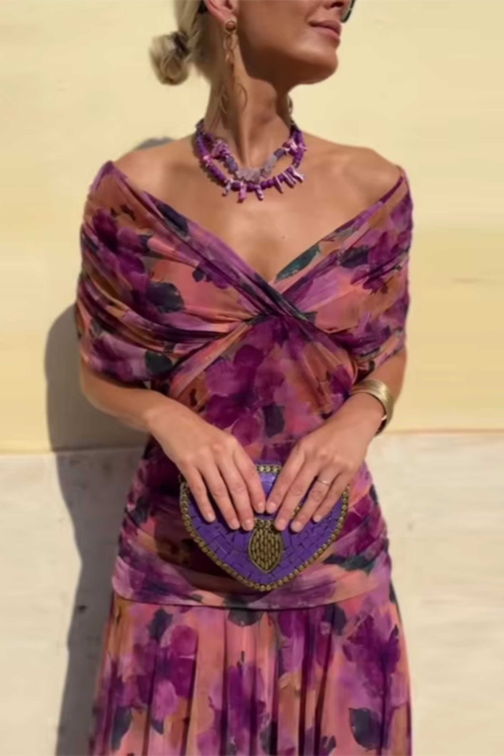 Luisa | Elegante lange feestjurk met V-hals