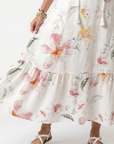 Noa | Zachte Bloemen Tiered Tassel Midi Jurk