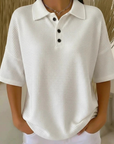 Gisela | Comfortabele Wafel Polo Blouse