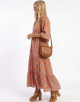Amara | Midi jurk met V-hals en geometrisch patroon