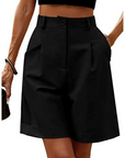 Yvonne - Elegante bermuda met plooien
