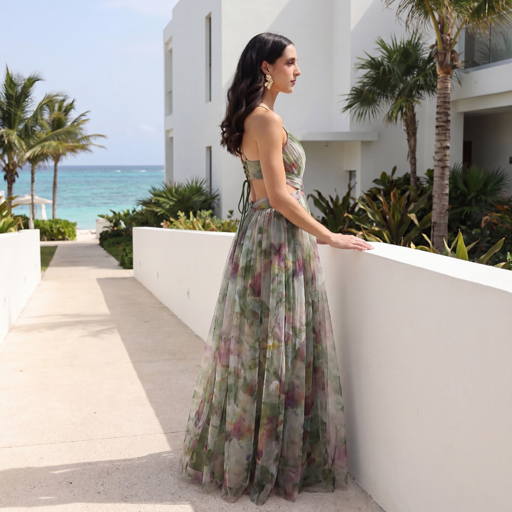 Dayana – Maxi Jurk met Knoopsluiting aan de Voorkant