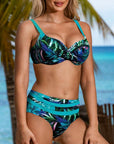 Margarida - Hoge taille bikini met bladerenpatroon