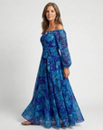 Aspen | Maxi Jurk met Ontblote Schouders en Bloemen
