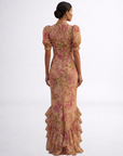 Rosario | Lange Bloemenjurk in Chiffon