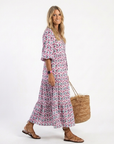 Mireya | Midi-jurk met lange mouwen en geometrische print