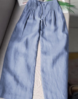 Feline | Brede Pantalon in Katoen en Linnen Mix