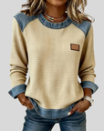 Delancine™ | Patchwork Design Waffle Sweatshirt