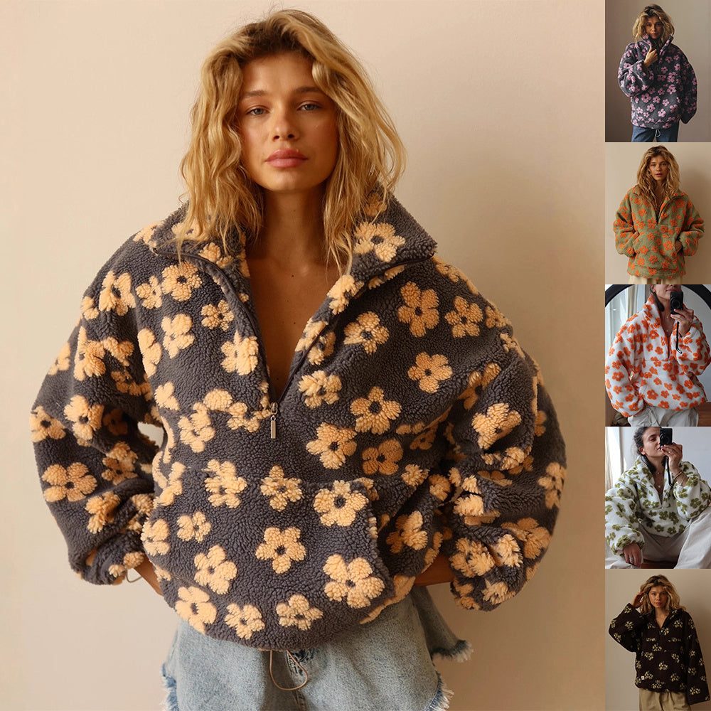 Marcia | Fleece Trui met Revers en Ritssluiting