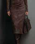 Lory - Lange maxi jurk in bruin