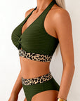 Bikini Geribbeld Leopard Kleurblok