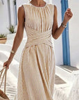 Nola | Zomerjurk met Streepjes en Twist Taille