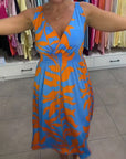 Regina - Mouwloze Midi Jurk met V-Hals Elastische Taille