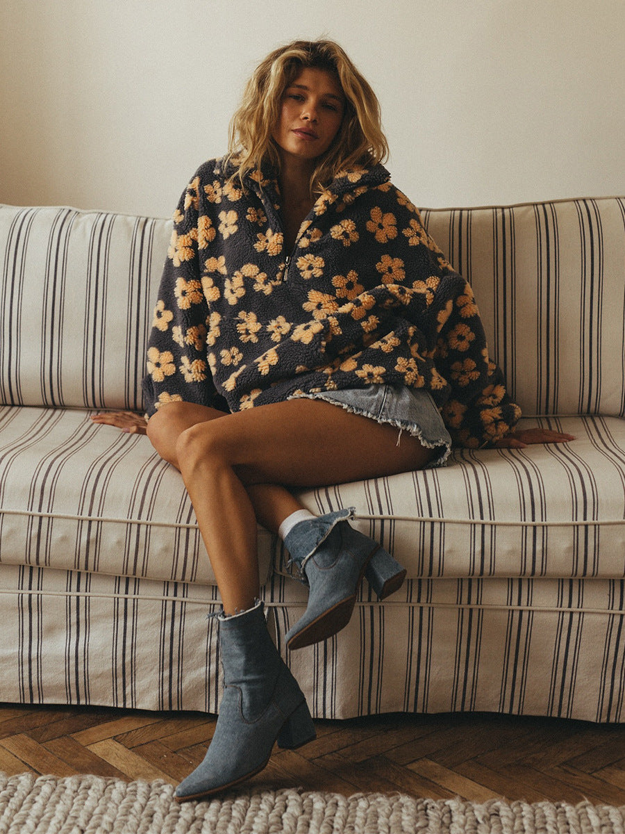 Marcia | Fleece Trui met Revers en Ritssluiting