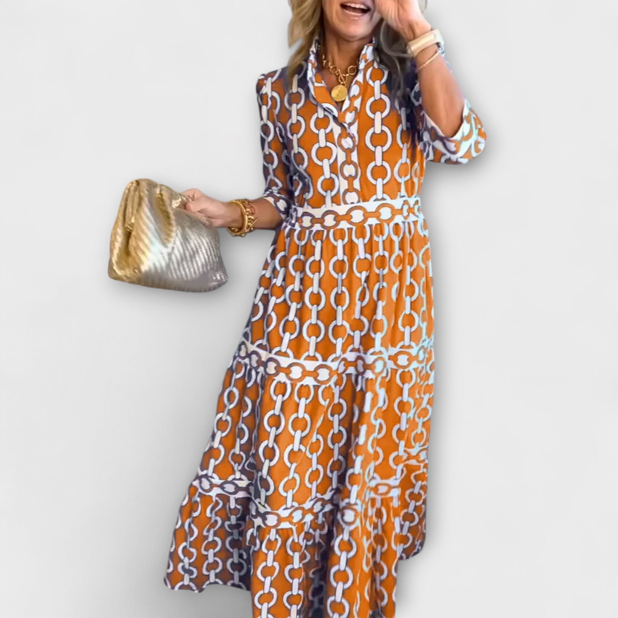 JULIANA | MIDI-JURK MET KETTINGPATROON