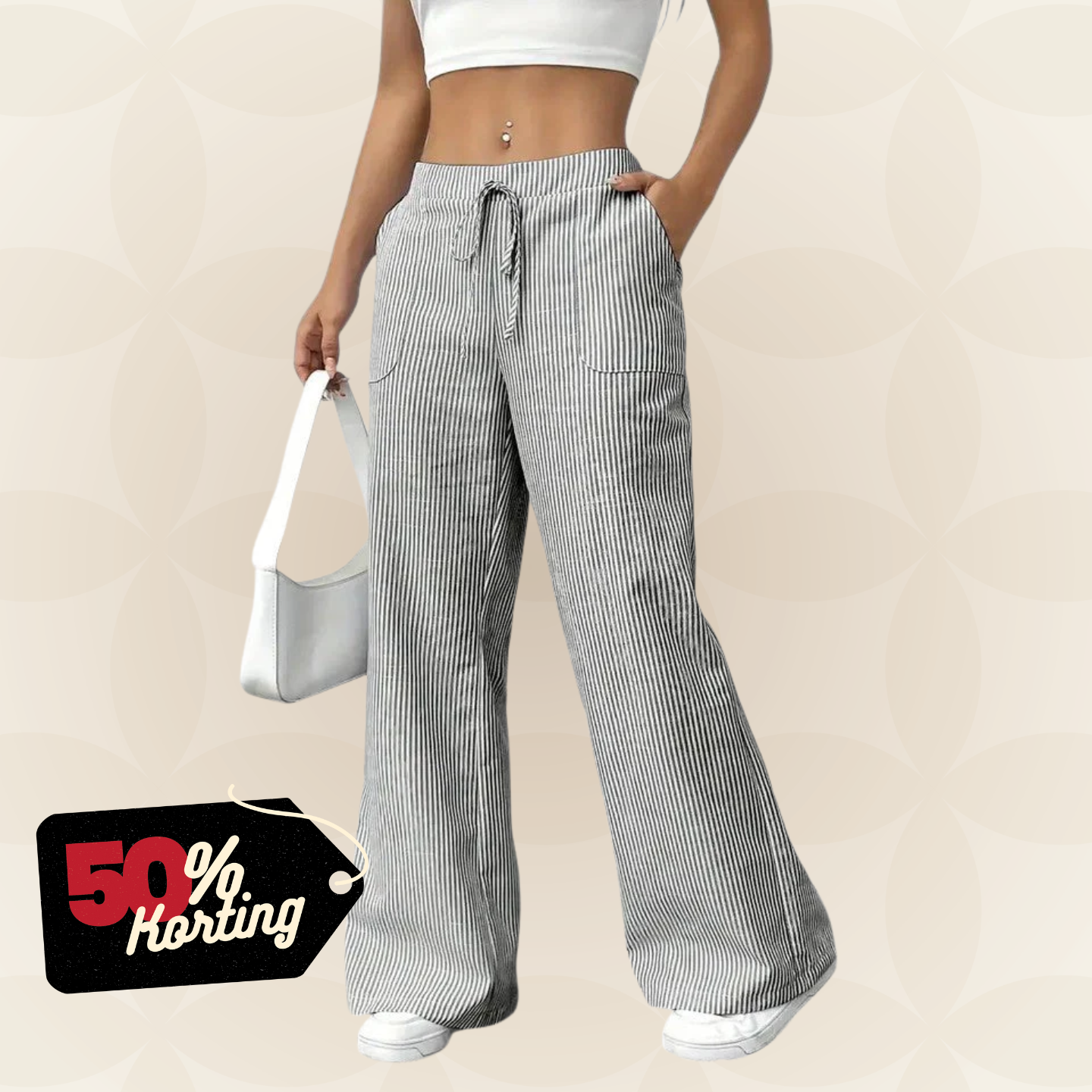 Manon – Comfortabele wide leg broek met strepen