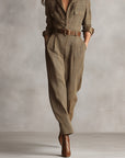 Aleksandra | Bruin geruite jumpsuit