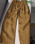 Feline | Brede Pantalon in Katoen en Linnen Mix
