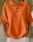 Gisela | Comfortabele Wafel Polo Blouse