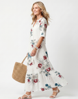 Maeva | Verspreide Bloemen Tassel Taille Midi Jurk